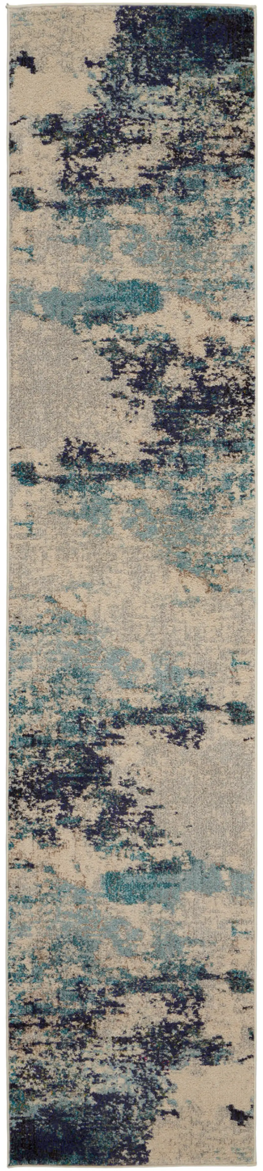 10' Ivory Abstract Power Loom Runner Rug Photo 1