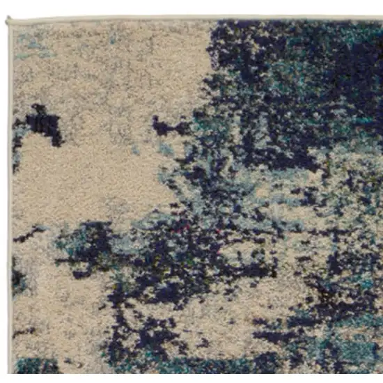 10' Ivory Abstract Power Loom Runner Rug Photo 4