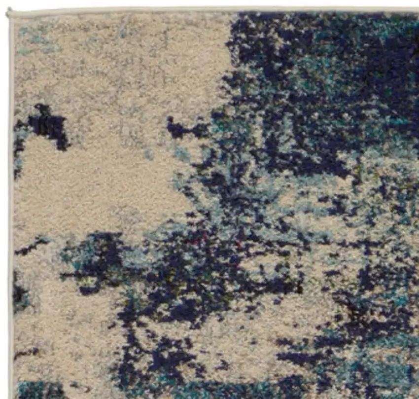 10' Ivory Abstract Power Loom Runner Rug Photo 4