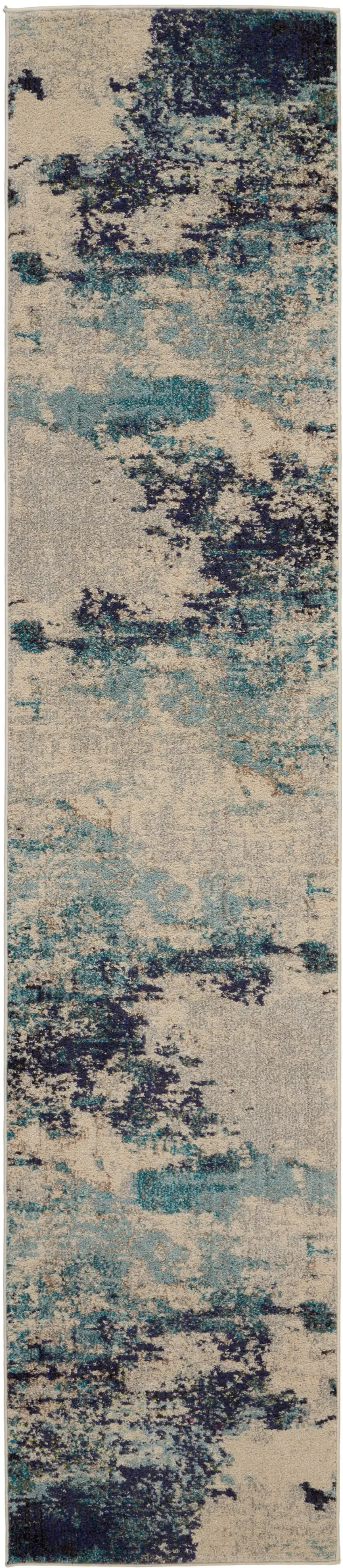 10' Ivory Abstract Power Loom Runner Rug Photo 8