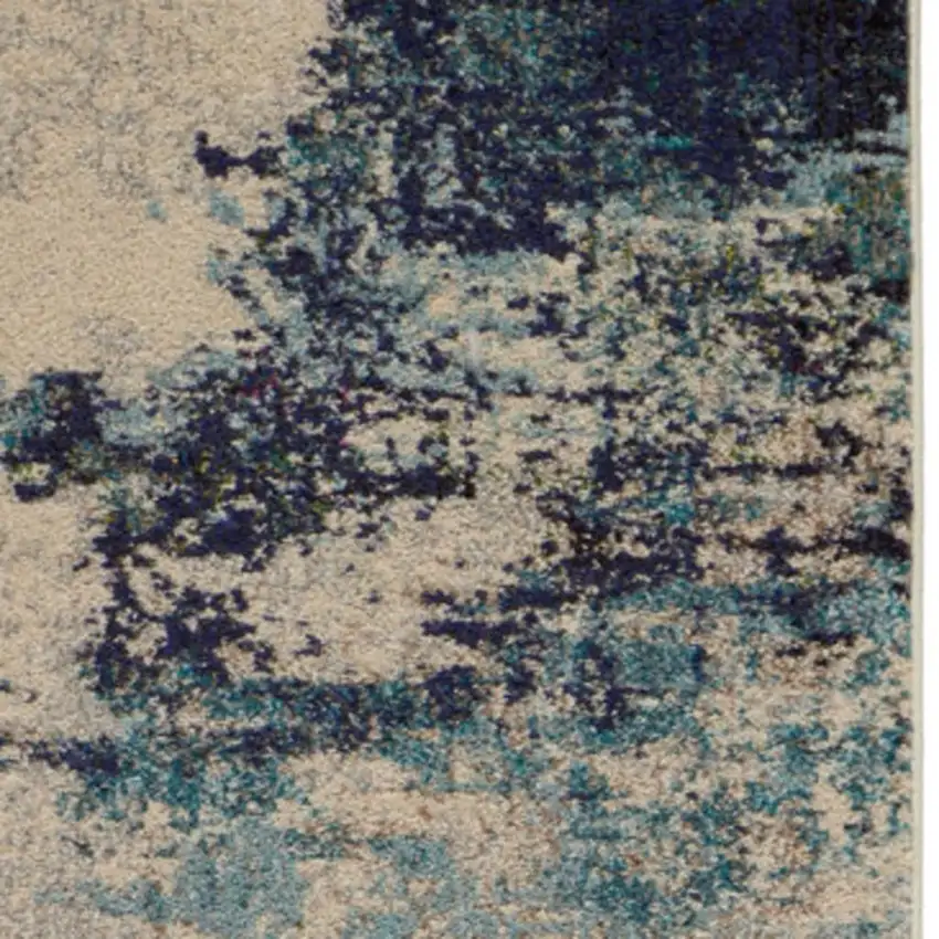 12' Ivory Abstract Power Loom Runner Rug Photo 2