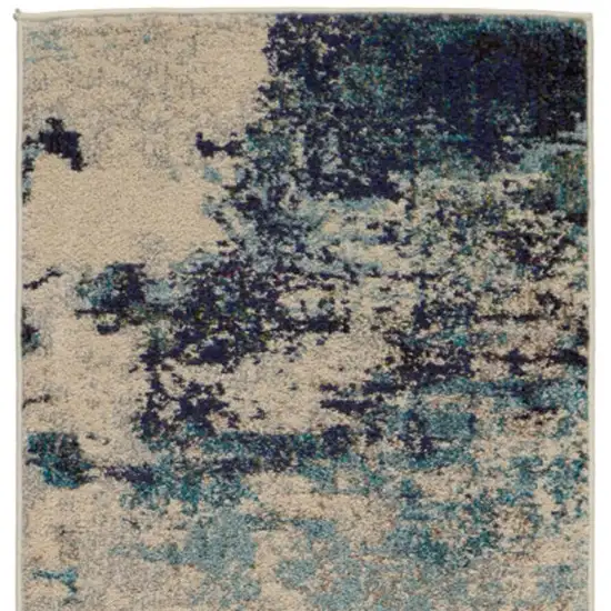 12' Ivory Abstract Power Loom Runner Rug Photo 4