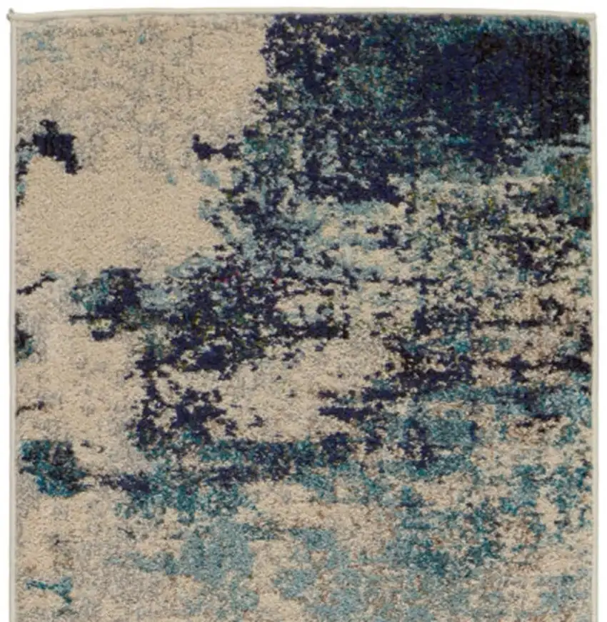 12' Ivory Abstract Power Loom Runner Rug Photo 4