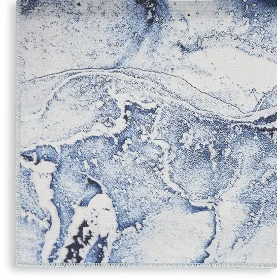 8' Ivory Abstract Power Loom Runner Rug Photo 3