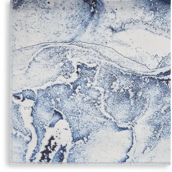 8' Ivory Abstract Power Loom Runner Rug Photo 9