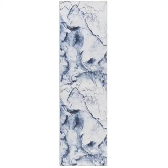8' Ivory Abstract Power Loom Runner Rug Photo 6
