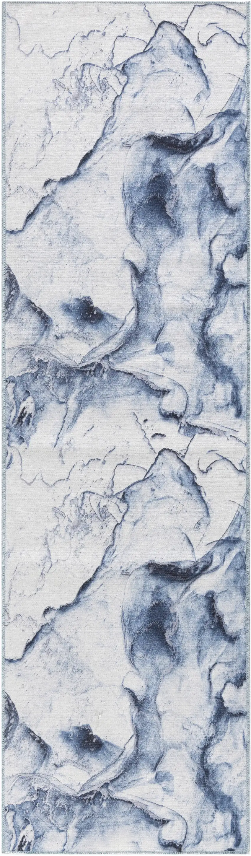 8' Ivory Abstract Power Loom Runner Rug Photo 1