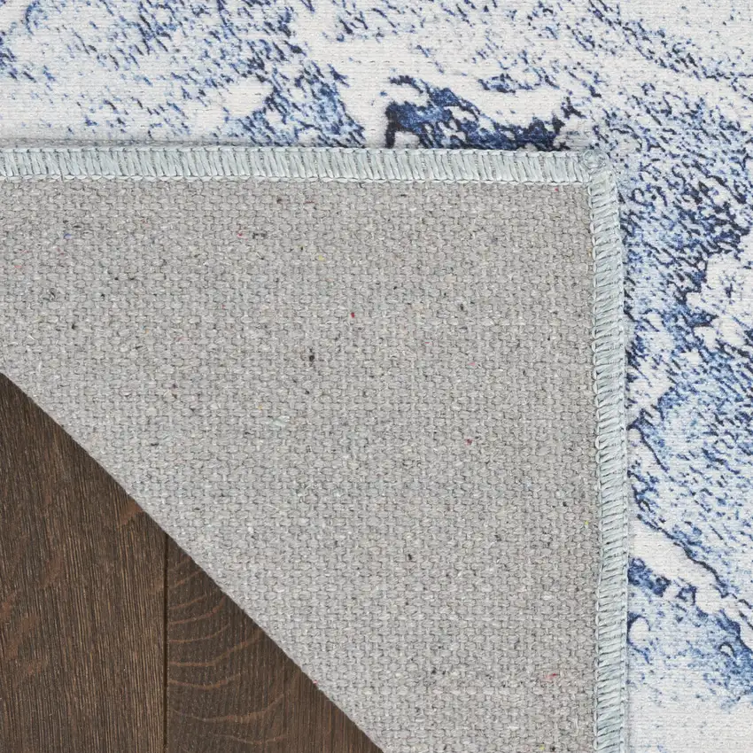8' Ivory Abstract Power Loom Runner Rug Photo 8