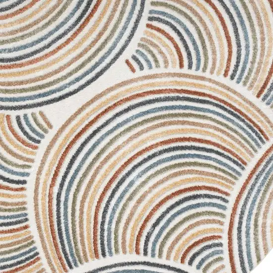 5' Ivory Abstract Round Rug Photo 4