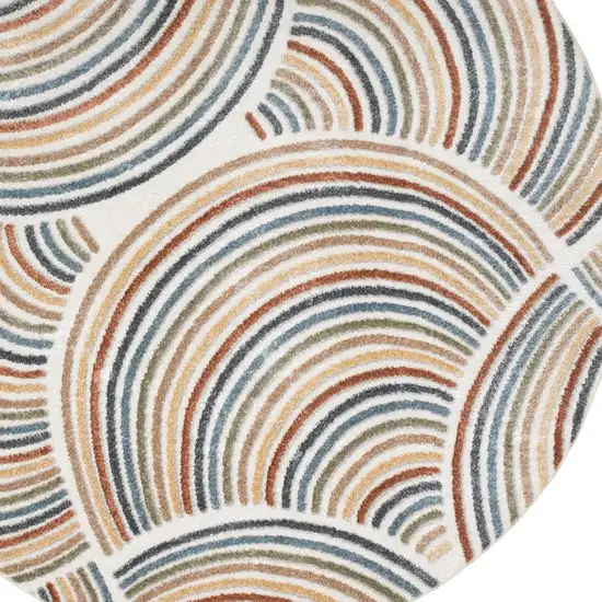 5' Ivory Abstract Round Rug Photo 8