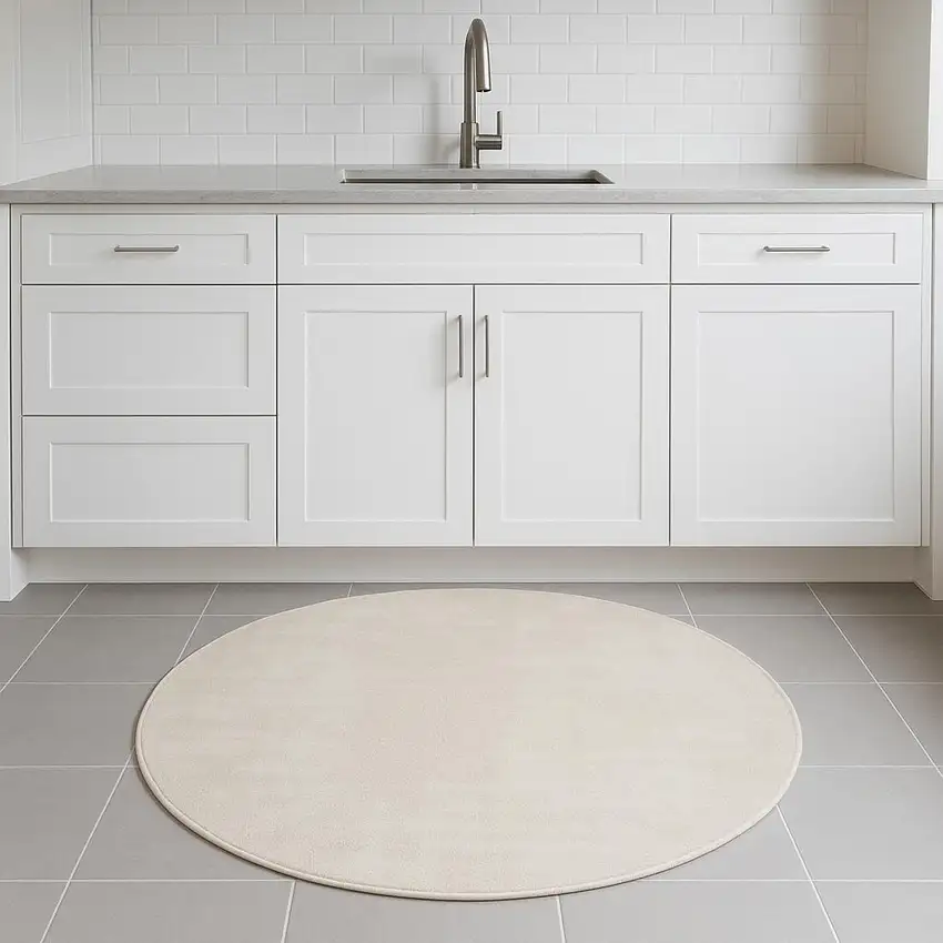 4' Ivory Abstract Round Rug Photo 1