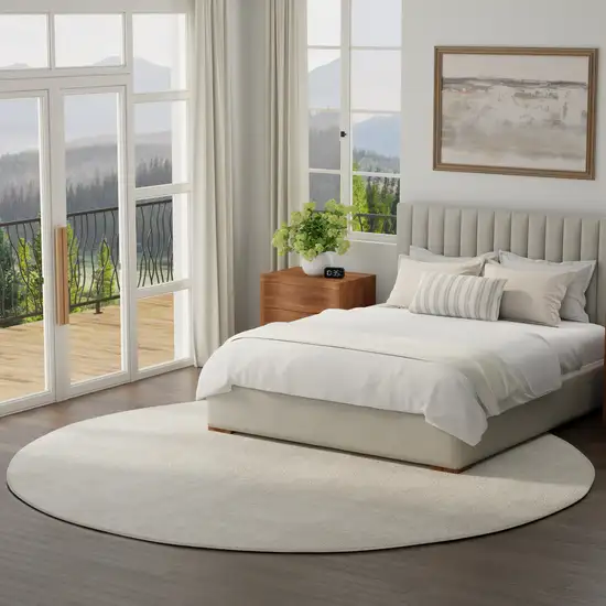 8' Ivory Abstract Round Rug Photo 4