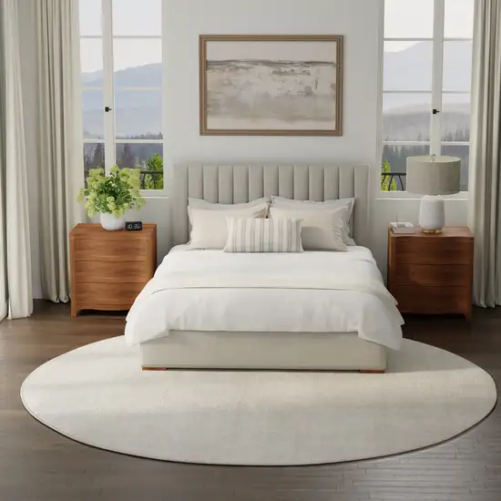 8' Ivory Abstract Round Rug Photo 5