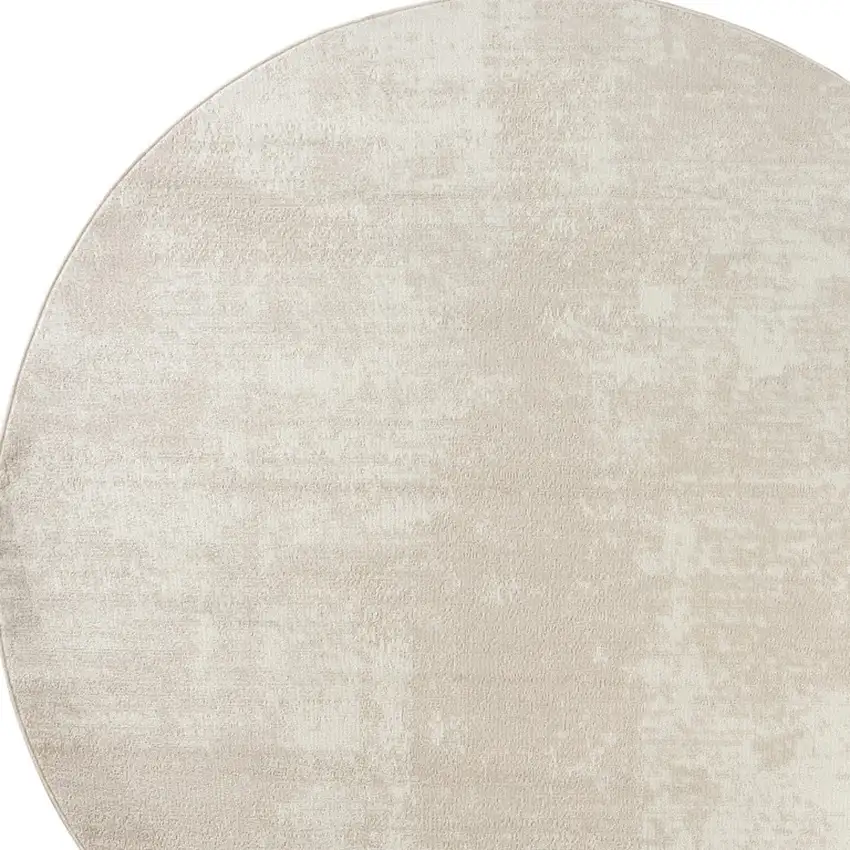 8' Ivory Abstract Round Rug Photo 6