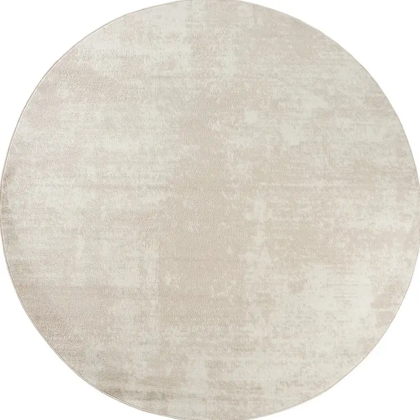 8' Ivory Abstract Round Rug Photo 2