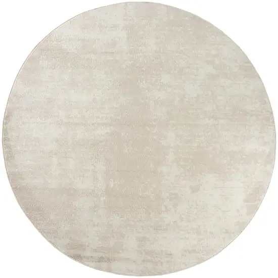 8' Ivory Abstract Round Rug Photo 3