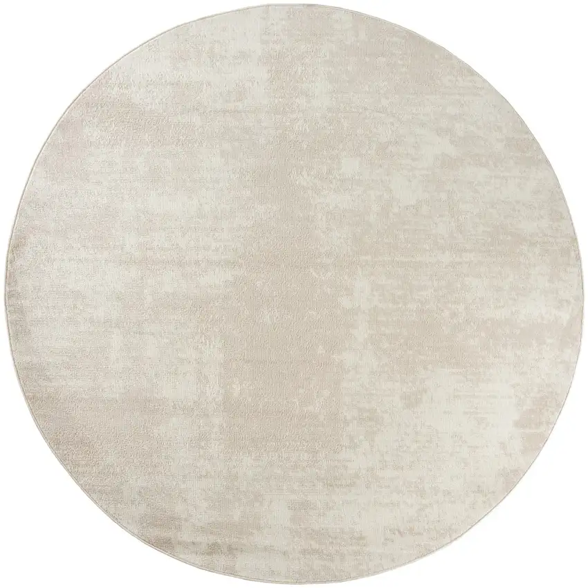 8' Ivory Abstract Round Rug Photo 3