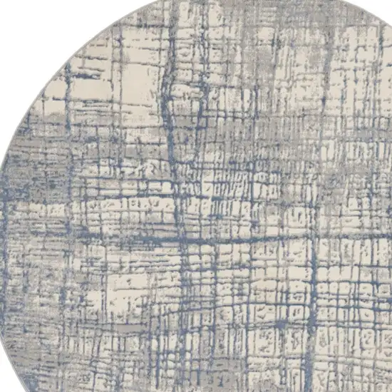 6' Ivory Abstract Round Rug Photo 7