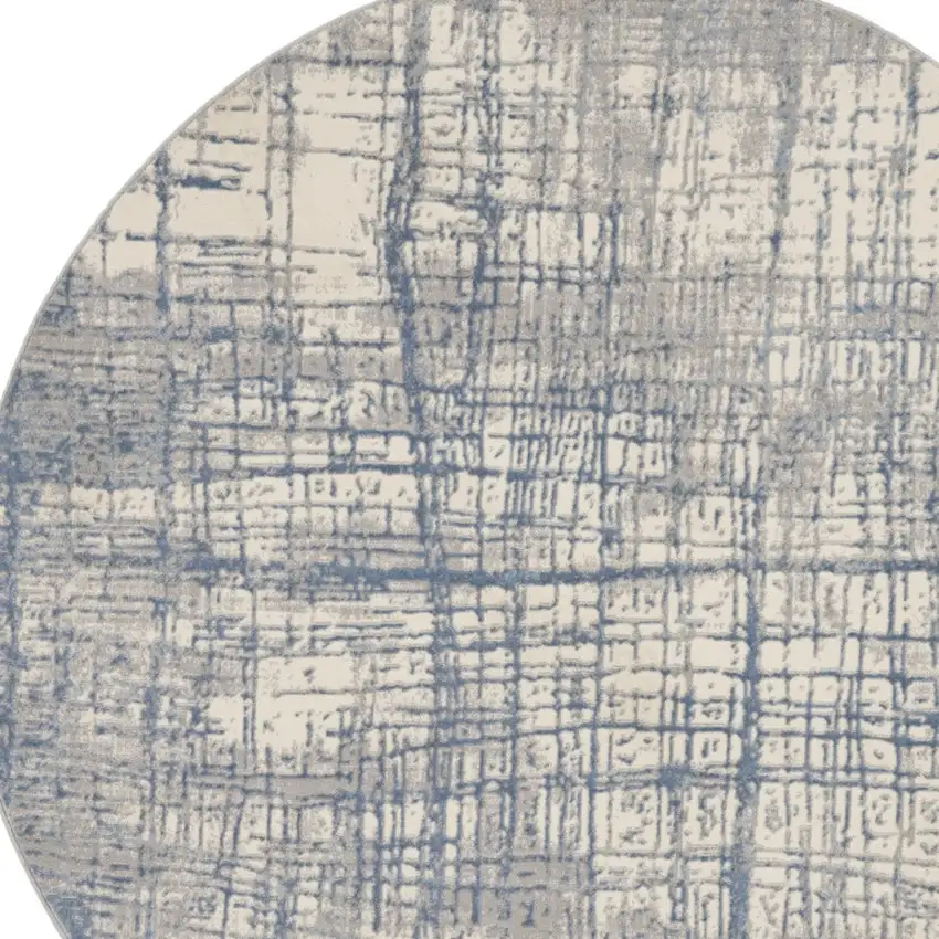 6' Ivory Abstract Round Rug Photo 7