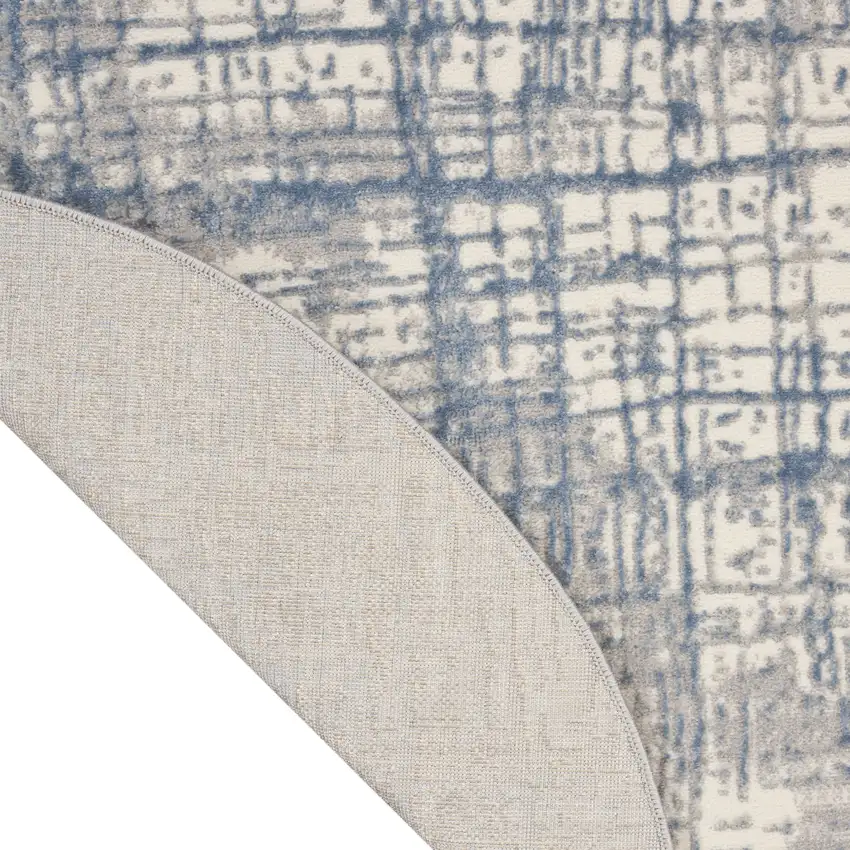 6' Ivory Abstract Round Rug Photo 8
