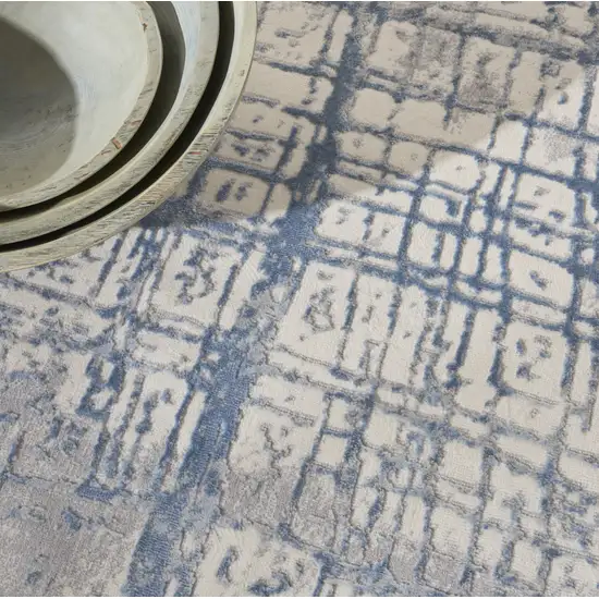 6' Ivory Abstract Round Rug Photo 9