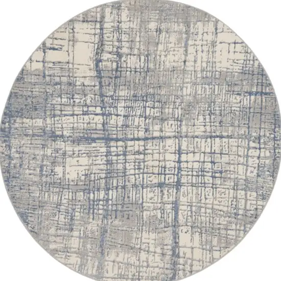 6' Ivory Abstract Round Rug Photo 2