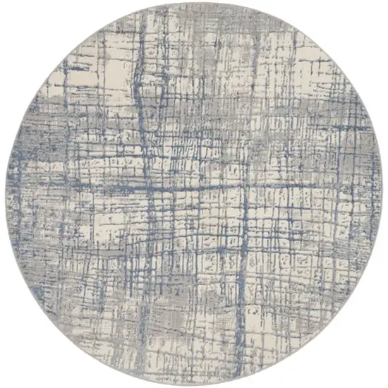 6' Ivory Abstract Round Rug Photo 6
