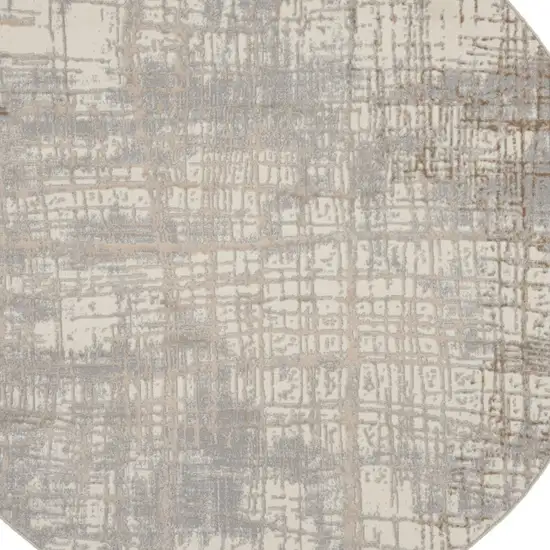 6' Ivory Abstract Round Rug Photo 8