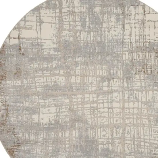 6' Ivory Abstract Round Rug Photo 3