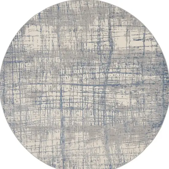 8' Ivory Abstract Round Rug Photo 3
