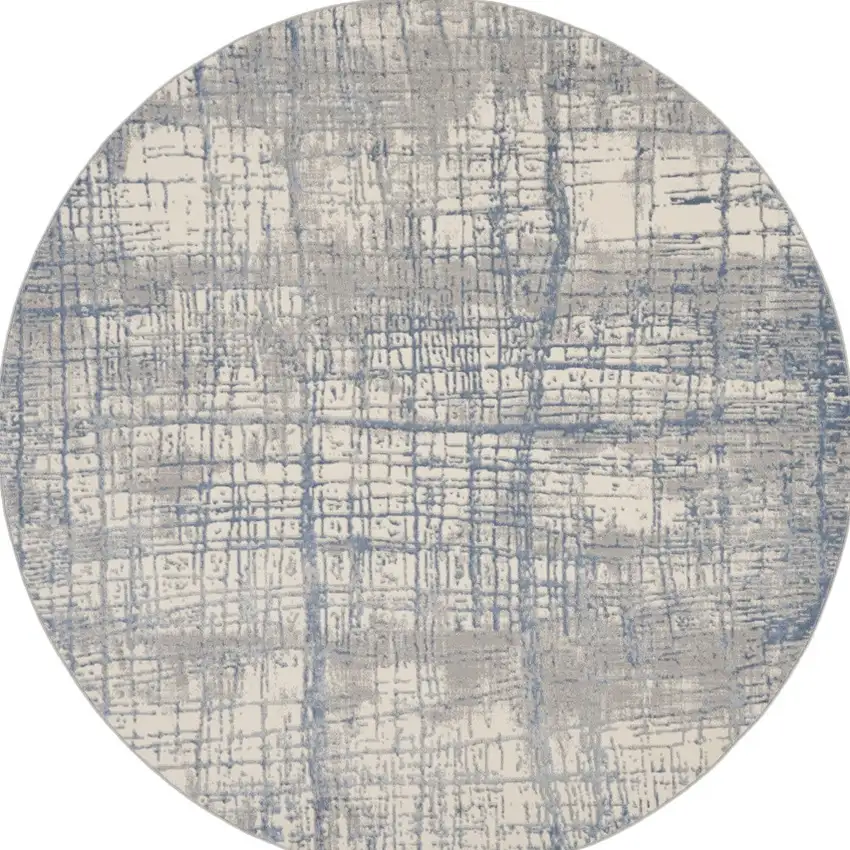 8' Ivory Abstract Round Rug Photo 3