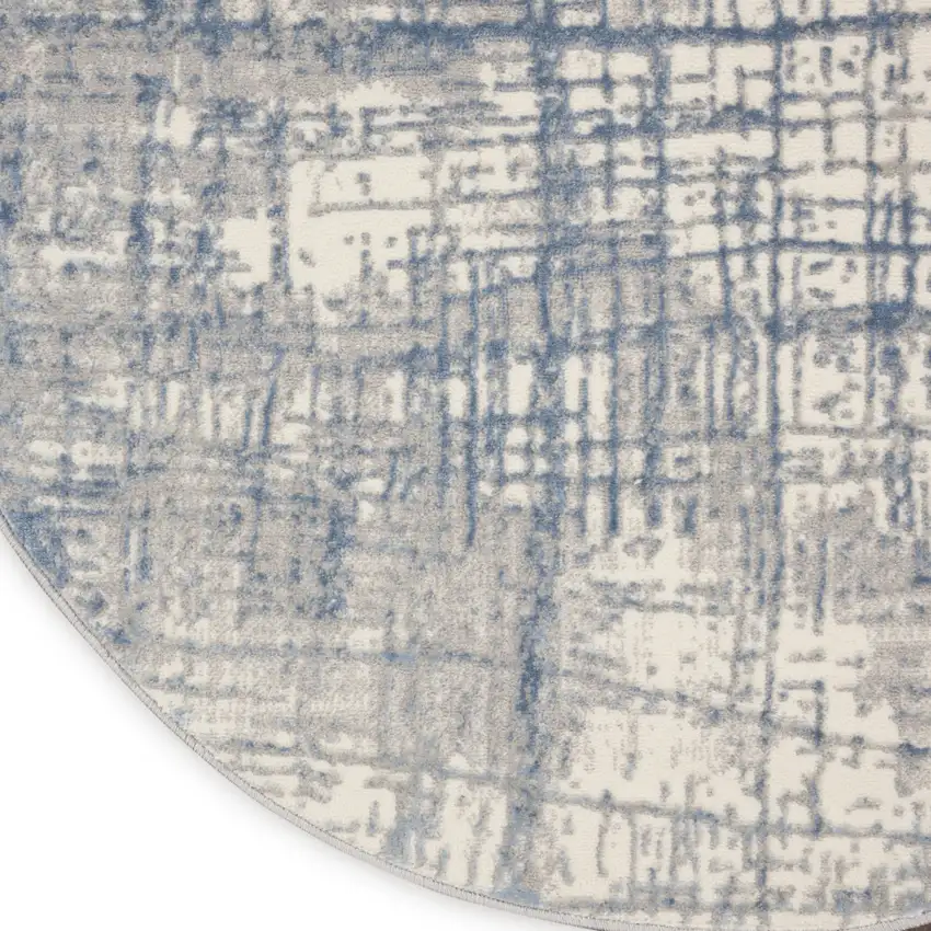 8' Ivory Abstract Round Rug Photo 8