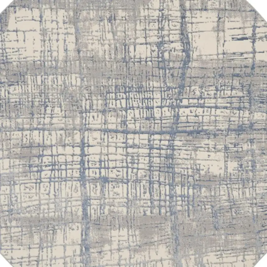8' Ivory Abstract Round Rug Photo 4