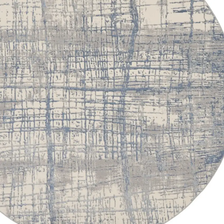 8' Ivory Abstract Round Rug Photo 7