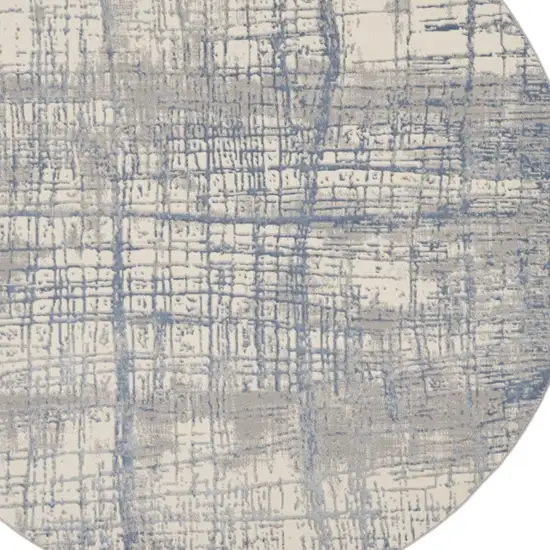 8' Ivory Abstract Round Rug Photo 7