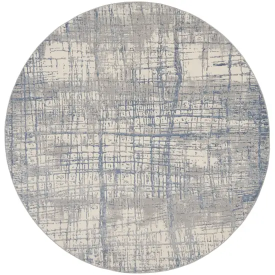 8' Ivory Abstract Round Rug Photo 2