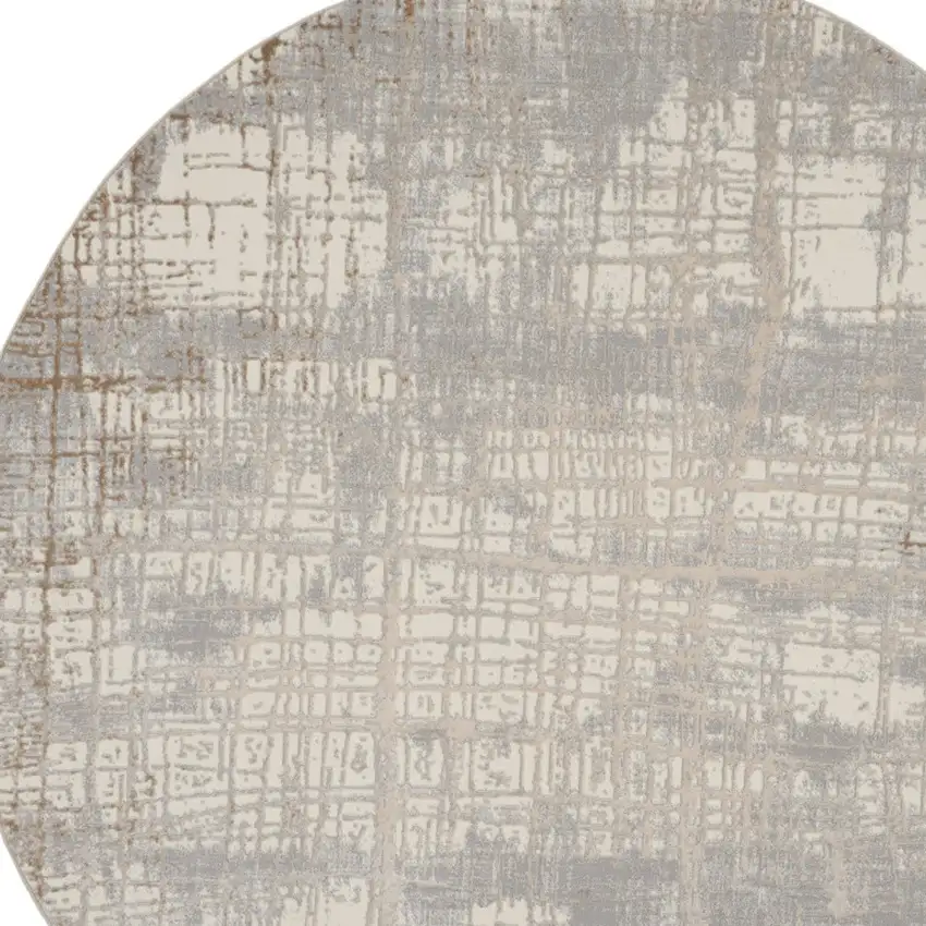 8' Ivory Abstract Round Rug Photo 9