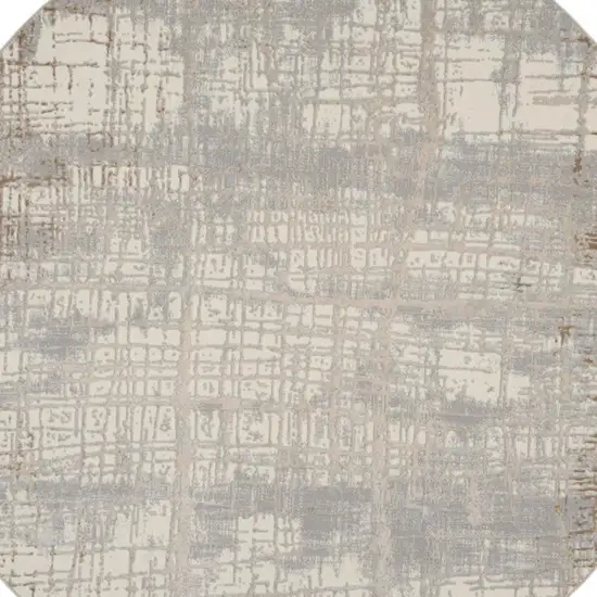 8' Ivory Abstract Round Rug Photo 3