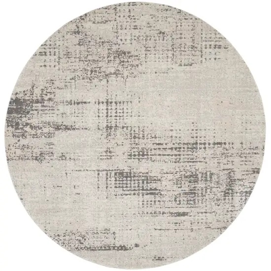 8' Ivory Abstract Round Rug Photo 2