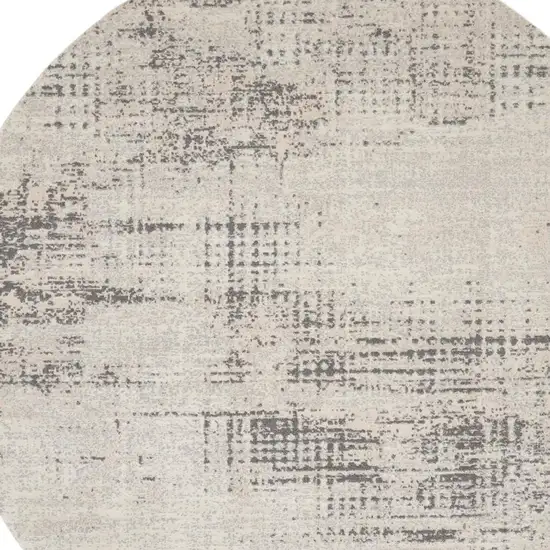 8' Ivory Abstract Round Rug Photo 4
