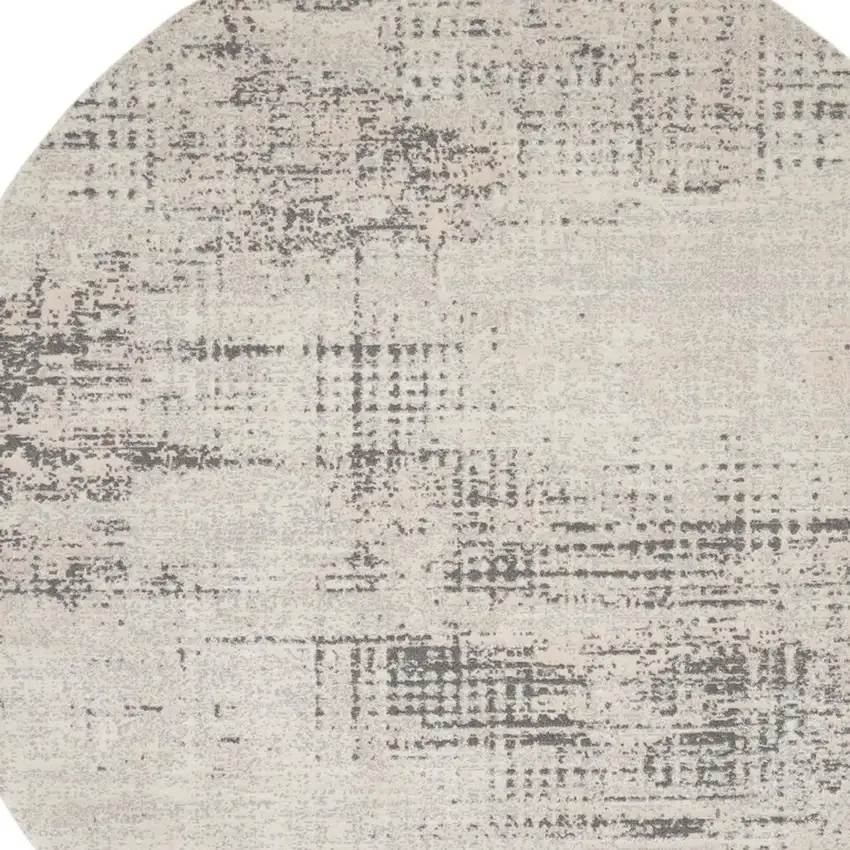 8' Ivory Abstract Round Rug Photo 4