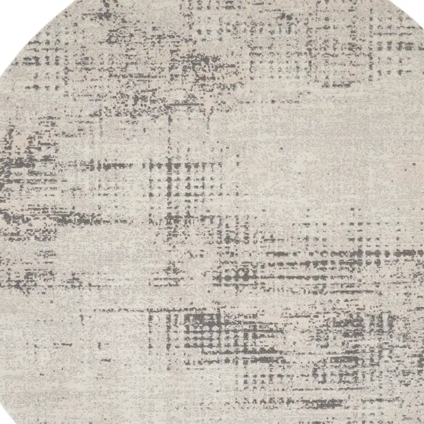 8' Ivory Abstract Round Rug Photo 7
