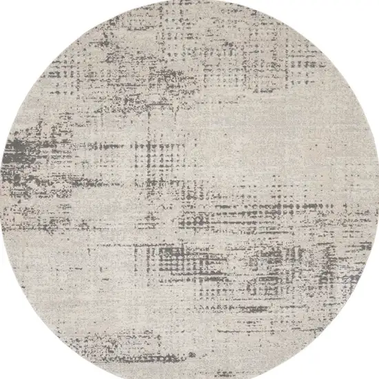 8' Ivory Abstract Round Rug Photo 3