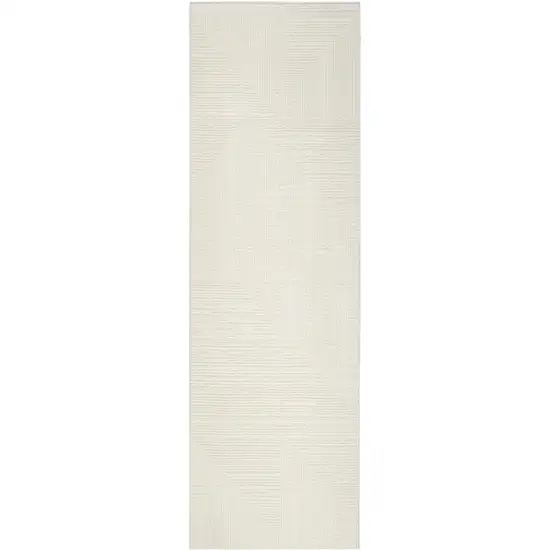 8' Ivory Abstract Runner Rug Photo 2