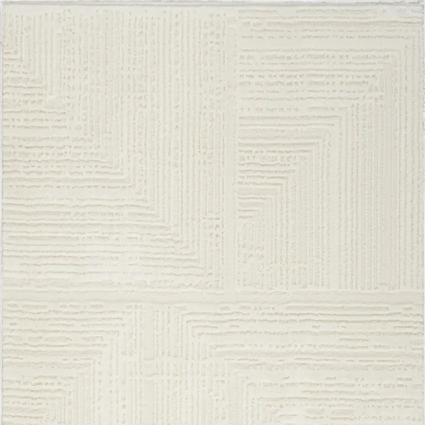 8' Ivory Abstract Runner Rug Photo 8
