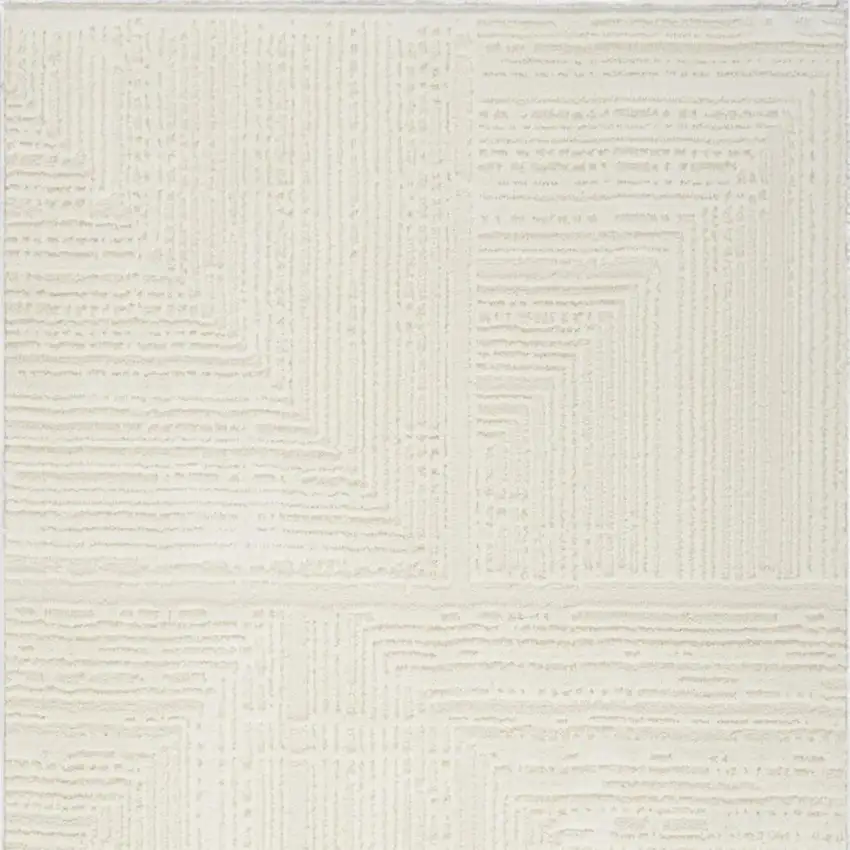 8' Ivory Abstract Runner Rug Photo 4
