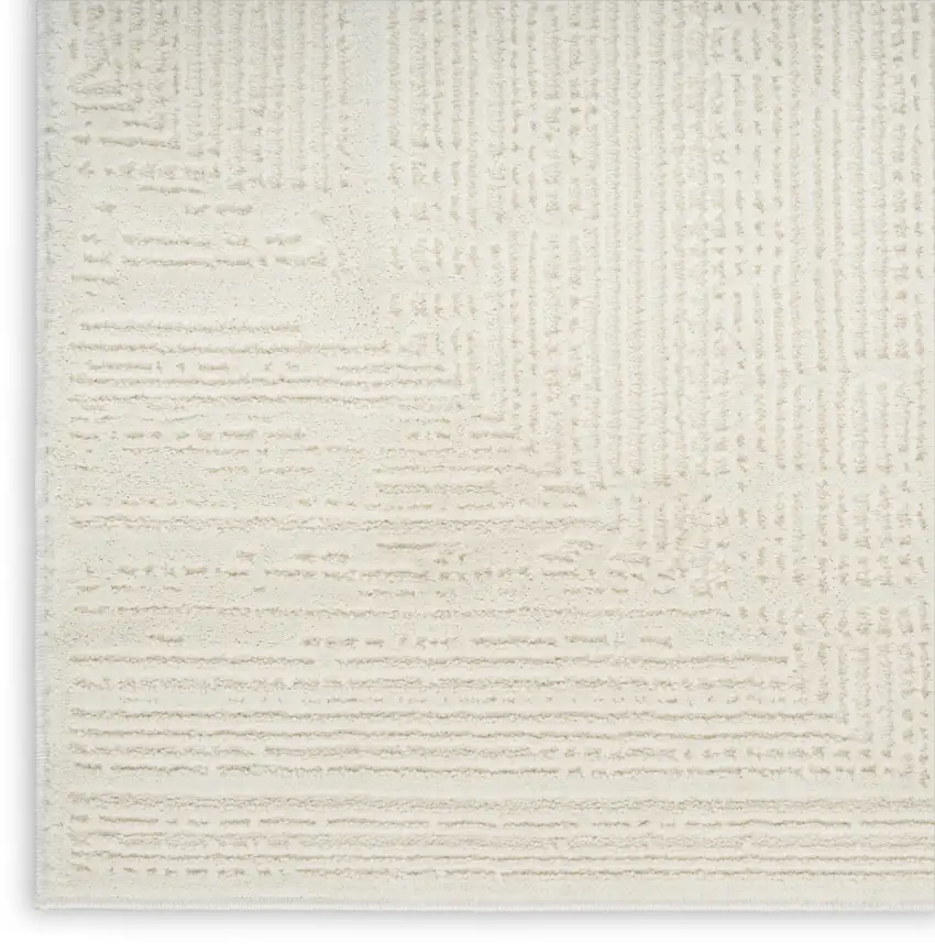 8' Ivory Abstract Runner Rug Photo 9