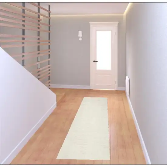 8' Ivory Abstract Runner Rug Photo 1