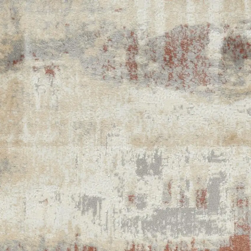 7' Ivory Abstract Runner Rug Photo 3