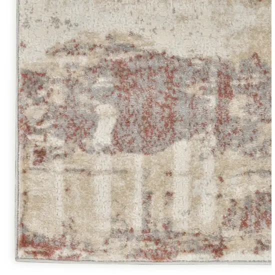 7' Ivory Abstract Runner Rug Photo 7